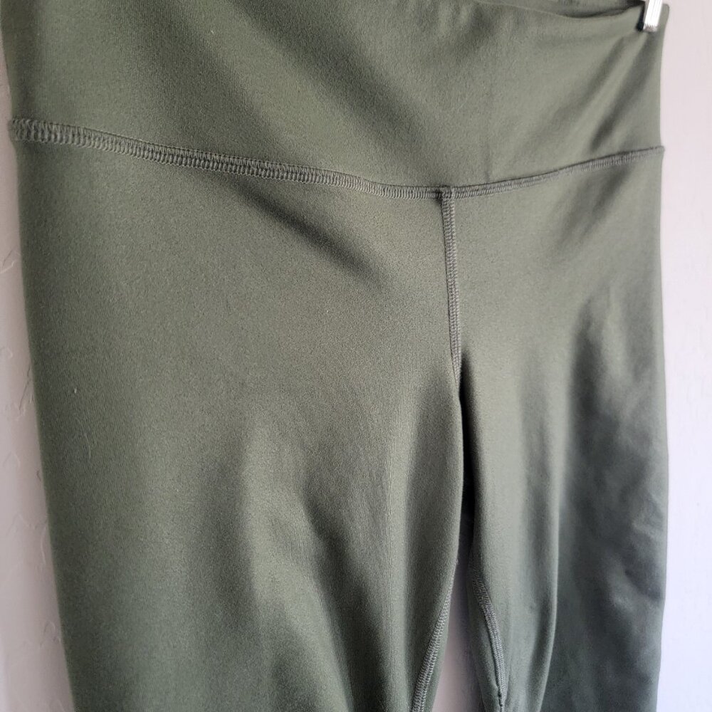 ALO Yoga Idol Ruched Leggings SMALL Women Olive Green Jungle Glossy Athleisure - Picture 2 of 8